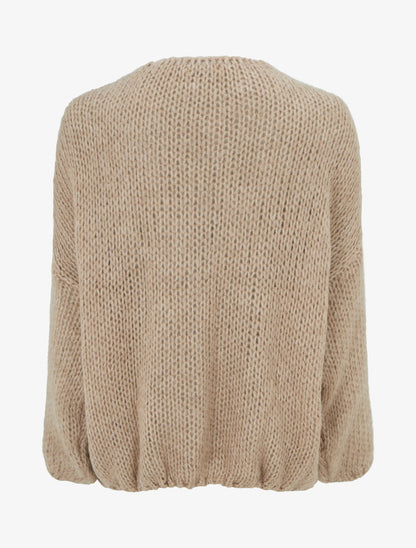 Gilet ouvert en maille épaisse coupe ample - Beige - 2
