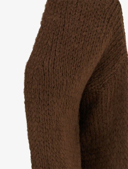 Gilet ouvert en maille épaisse coupe ample - Marron - 3