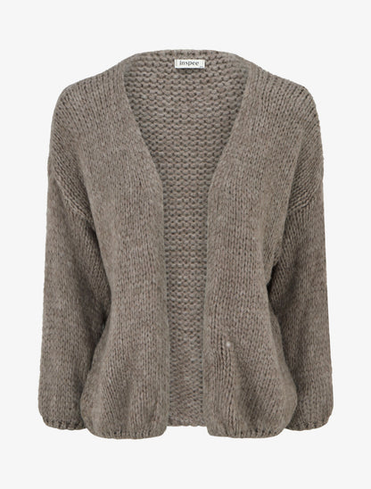 Gilet ouvert en maille épaisse coupe ample - Taupe - 1