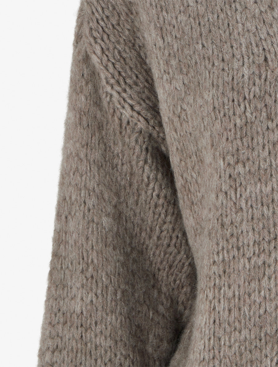 Gilet ouvert en maille épaisse coupe ample - Taupe - 3