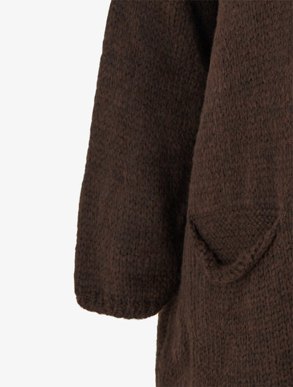 Gilet long ouvert en maille épaisse - Marron - 3