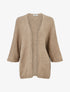 Gilet ouvert en maille épaisse à manches chauve-souris - Beige - 1