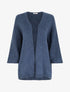 Gilet ouvert en maille épaisse à manches chauve-souris - Bleu - 1