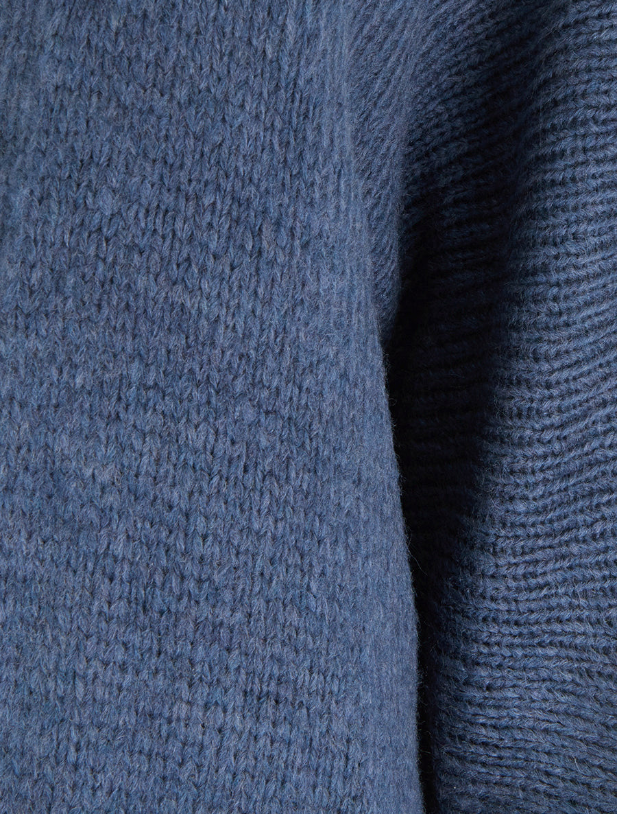 Gilet ouvert en maille épaisse à manches chauve-souris - Bleu - 3