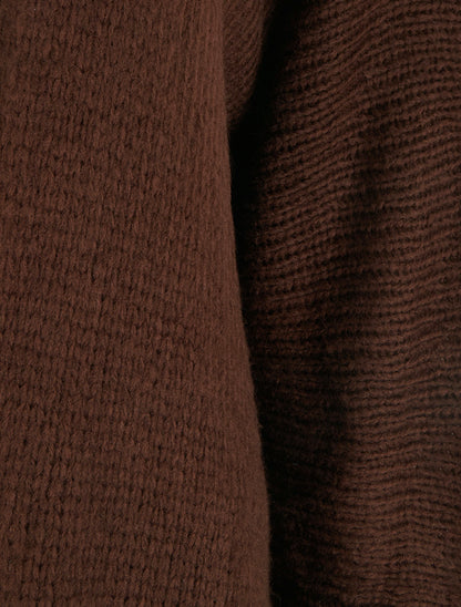 Gilet ouvert en maille épaisse à manches chauve-souris - Marron - 3