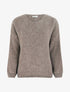Pull ample irisé à col V - Taupe - 1