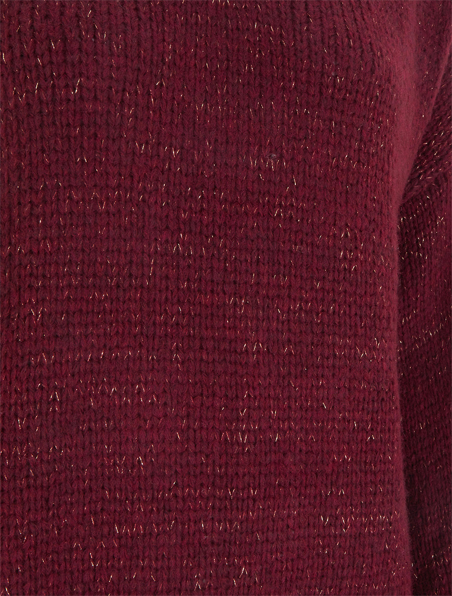 Pull ample irisé à col V - Lie de vin - 3