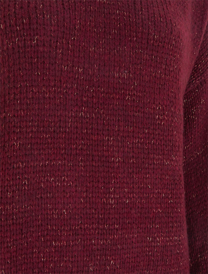 Pull ample irisé à col V - Lie de vin - 3