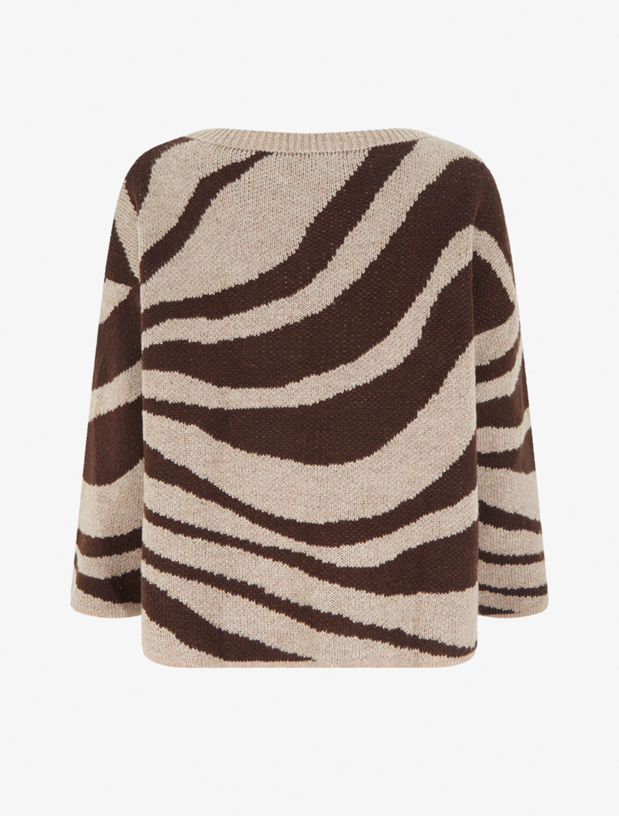 Pull coupe carrée à motif zèbre - Marron - 2