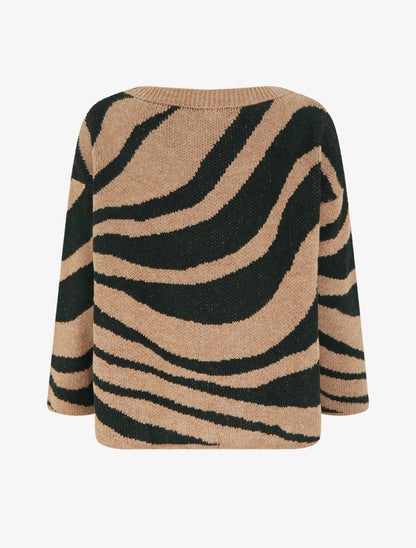 Pull coupe carrée à motif zèbre - Noir - 2