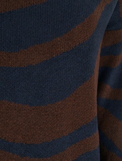 Pull coupe carrée à motif zèbre - Marine - 3