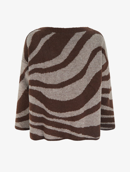 Pull coupe carrée à motif zèbre - Taupe - 2