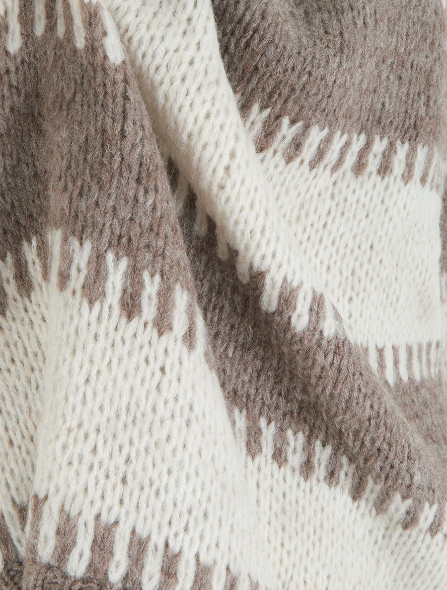 Pull coupe carrée à rayures fantaisies - Taupe - 3