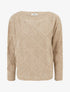 Pull à col bateau en maille effet quadrillé - Beige foncé - 1