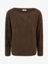 Pull à col bateau en maille effet quadrillé - Marron - 1