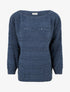 Pull ample à col bateau en maille fantaisie - Bleu - 1