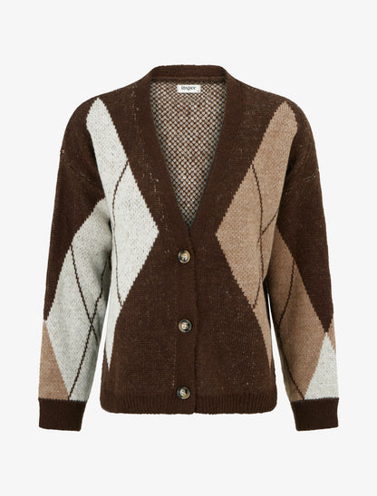 Gilet ample en maille jacquard - Marron - 1