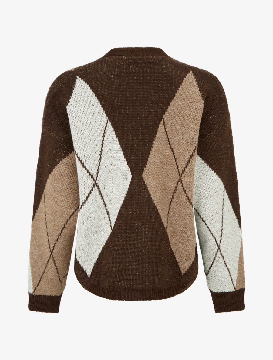 Gilet ample en maille jacquard - Marron - 2