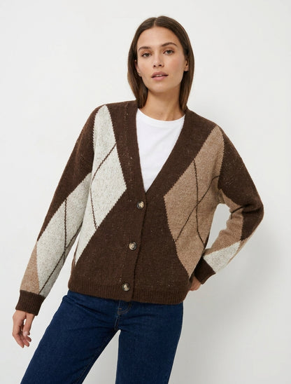 Chaleco holgado de punto jacquard - Marrón
