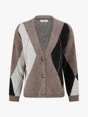 Gilet ample en maille jacquard - Taupe - 1