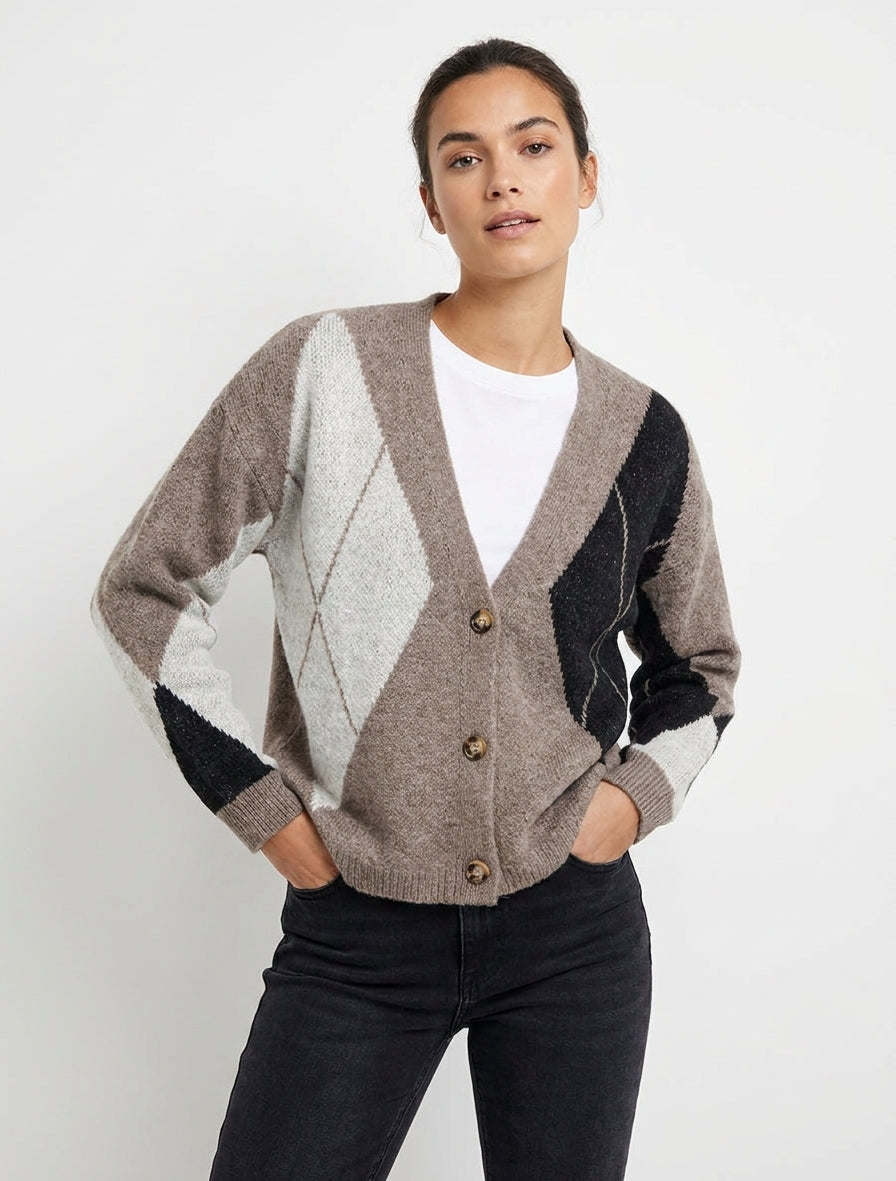 Chaleco holgado de punto jacquard - Topo