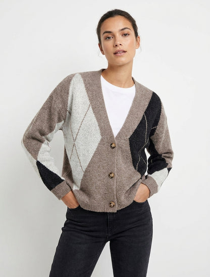Chaleco holgado de punto jacquard - Topo