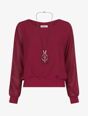 Top uni en voile - Lie de vin - 1