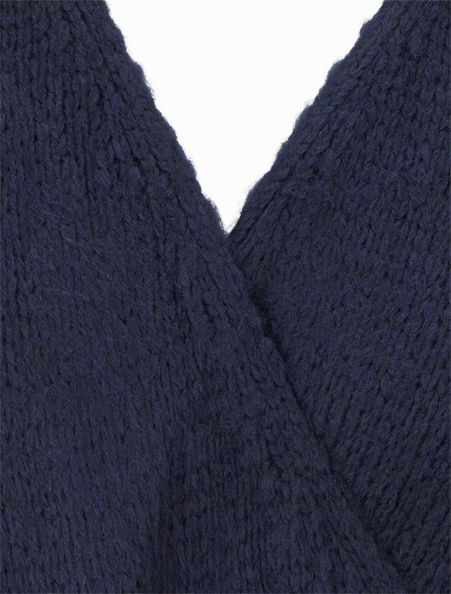 Gilet mi-long ceinturé coupe ample - Marine - 3