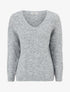 Pull coupe ample en laine mélangée à col V - Gris - 1