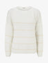 Pull en laine mélangée à col rond et rayures - Blanc - 1