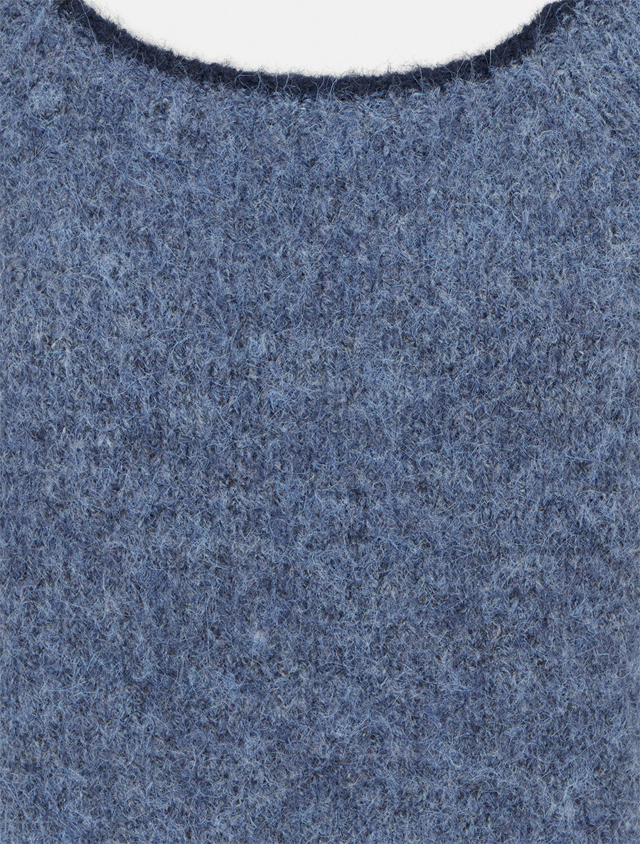 Pull en laine mélangée à liseré contrastant - Bleu - 3
