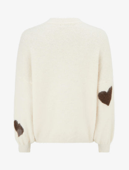 Pull en laine mélangée à motif coeur - Beige clair - 2