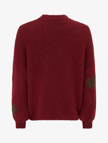 Pull en laine mélangée à motif coeur - Bordeaux - 2
