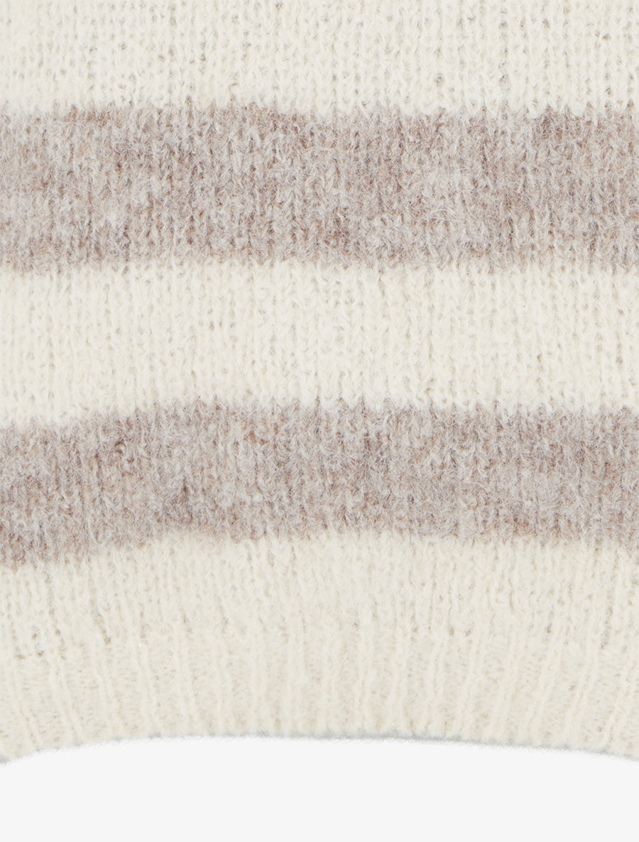 Pull ample à rayures en laine mélangée - Taupe - 3