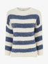 Pull ample à rayures en laine mélangée - Bleu - 1