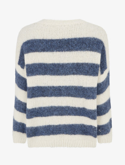 Pull ample à rayures en laine mélangée - Bleu - 2