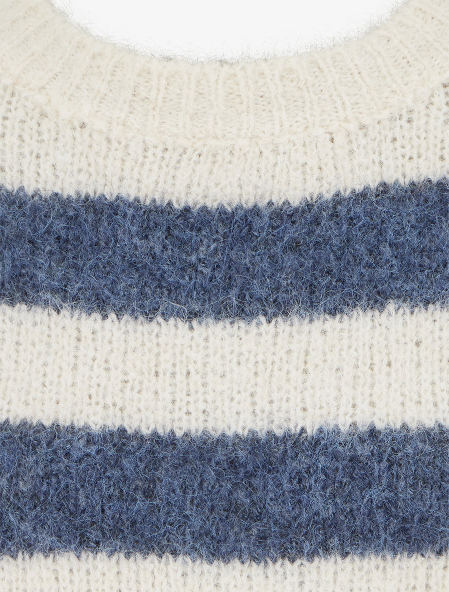 Pull ample à rayures en laine mélangée - Bleu - 3