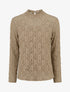 Top en dentelle à manches longues - Beige - 1