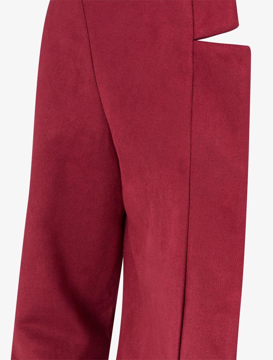 Veste droite en suédine à col cranté - Lie de vin - 3