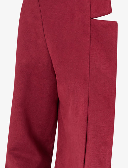 Veste droite en suédine à col cranté - Lie de vin - 3