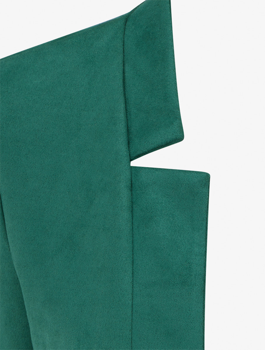 Veste droite en suédine à col cranté - Vert foncé - 3