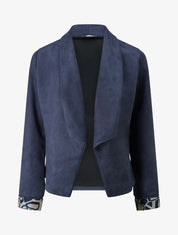 Veste suédine poignets à revers imprimé - Marine - 1