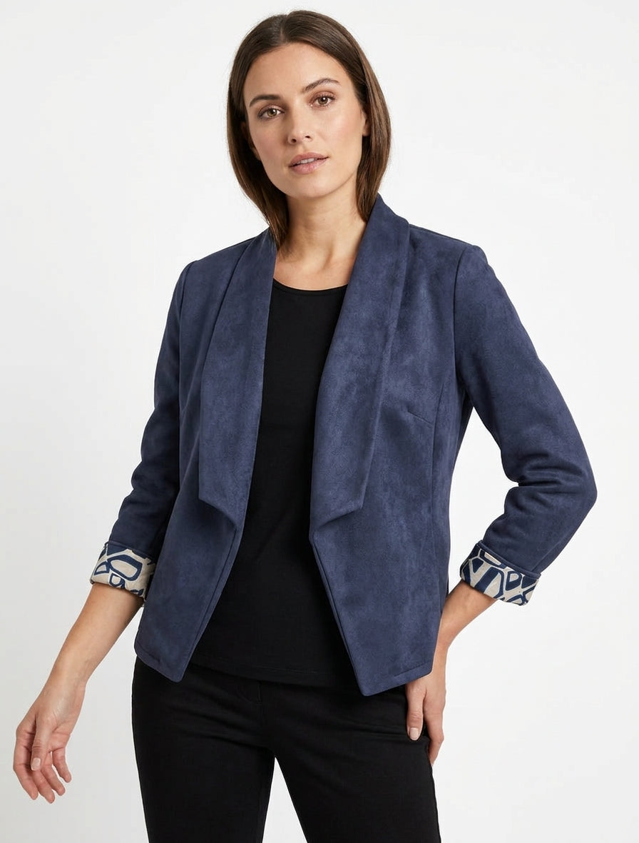 Chaqueta de ante con puños vueltos estampados - Marine