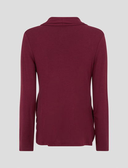 Pull style gilet effet torsader avec doublure à dentelle - Bordeaux/noir - 2