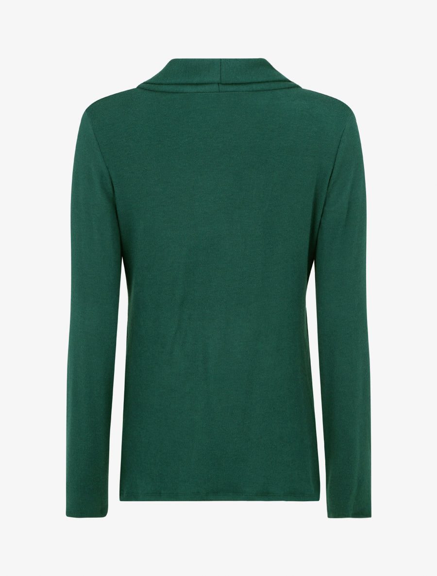 Pull style gilet effet torsader avec doublure à dentelle - Vert foncé/noir - 2