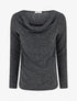 Pull duveteux à col bénitier à empiècement dentelle - Gris foncé - 1