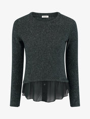 Pull droit duveteux à bord en voile - Gris foncé - 1