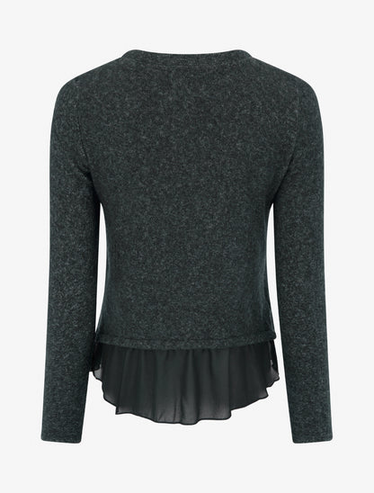 Pull droit duveteux à bord en voile - Gris foncé - 2