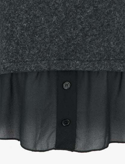 Pull droit duveteux à bord en voile - Gris foncé - 3
