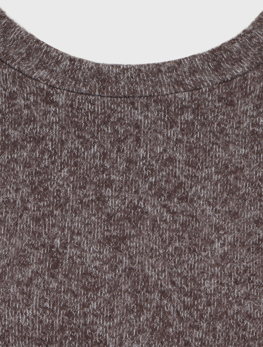 Pull droit duveteux à bord en voile - Marron - 3
